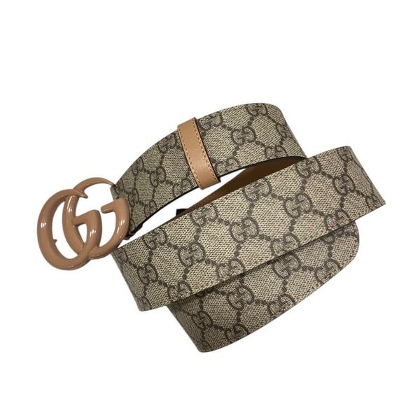Gucci Double G Marmont Wide Belt 80 Brown Monogram Canvas Supreme - Picture 3 of 7